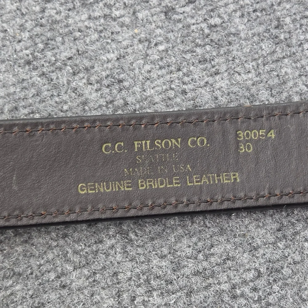 Filson Leather Belt Men 30 Brown Rugged Bridle Western Heritage Made USA